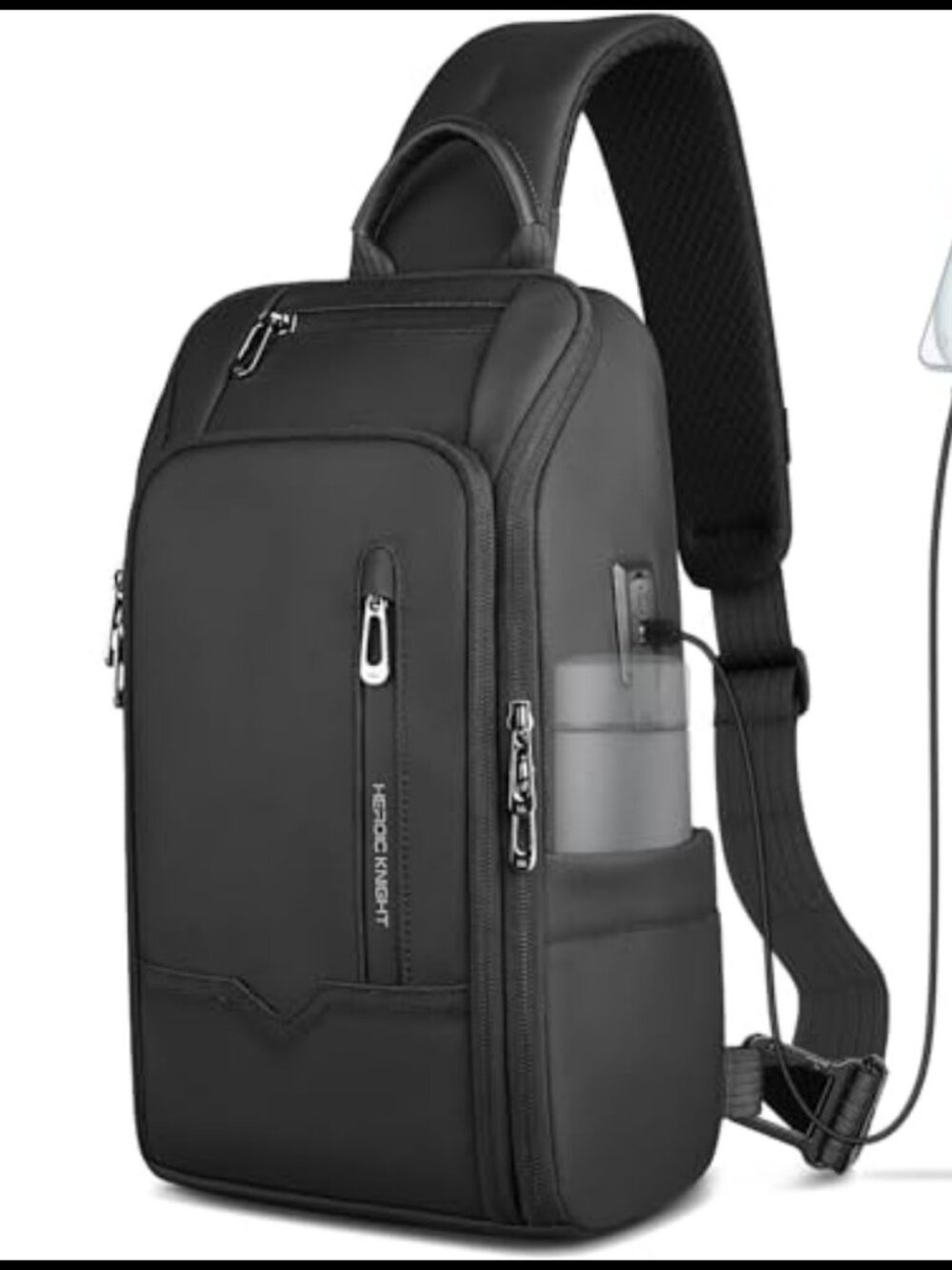 Waterproof Nylon Crossbody Sling Bag 5L USB Charging Travel Daypack